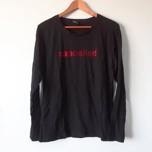 NWOT 'Cancelled' Rhinestone 100% Cotton Top XXL
